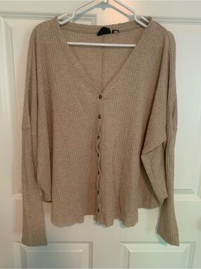 Men's Lightweight Waffle Knit Button Cardigan - Beige